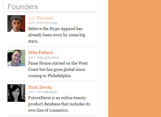 Screenshot of Keystone Edge's new Founders section