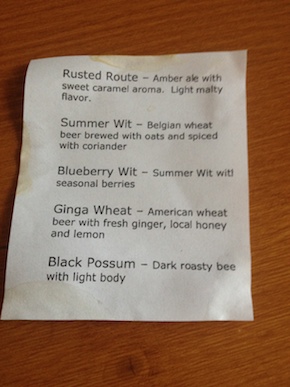 The draft list at Roundabout Brewery