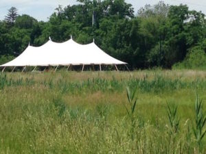 A wedding tent at Bartram's Garden